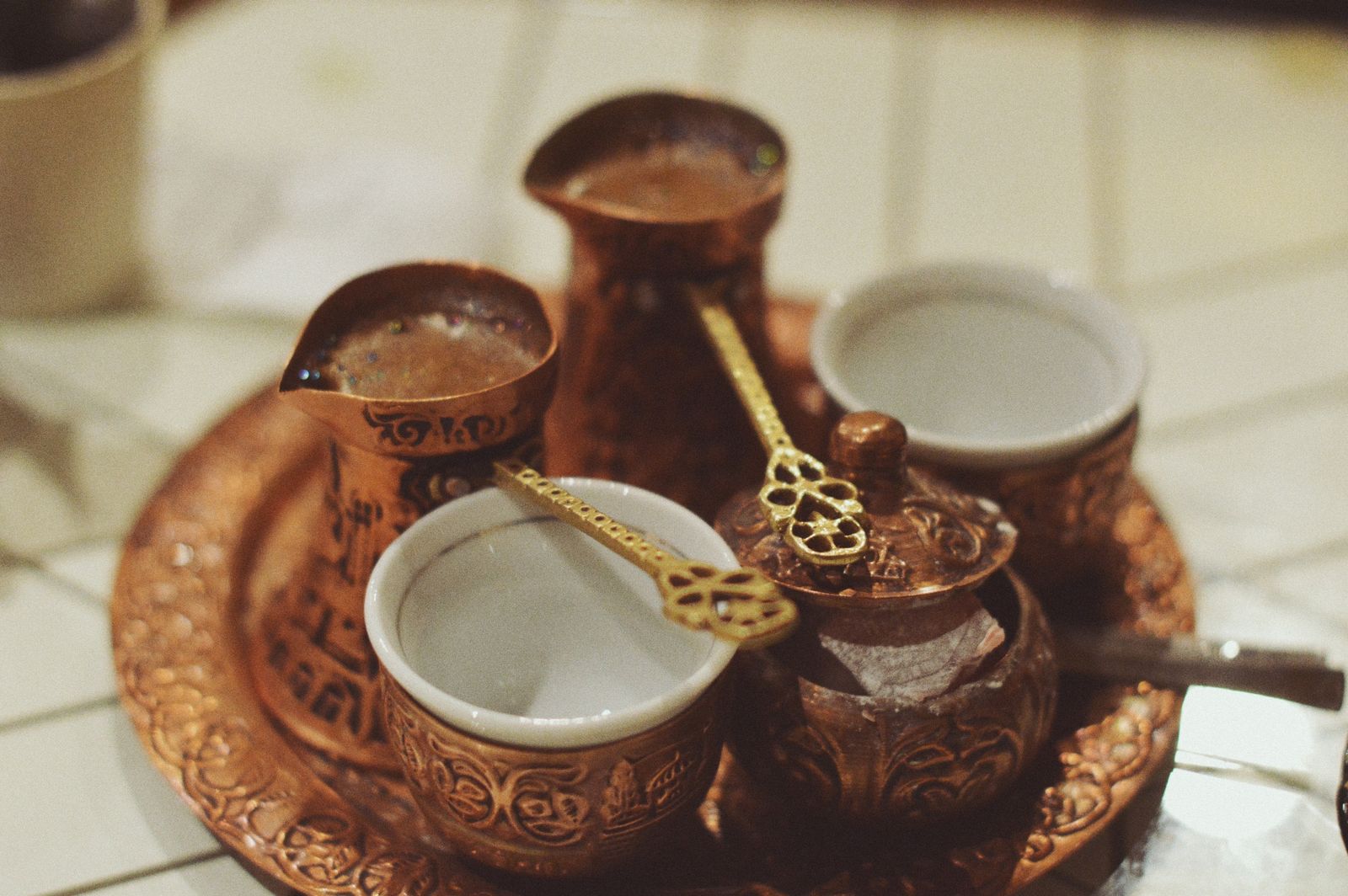 A traditional Bosnian coffee set with džezva